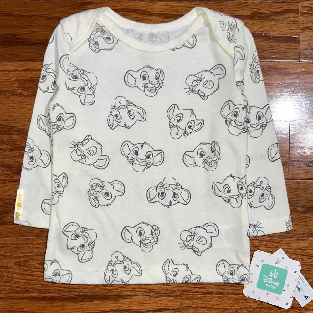 NWT Disney Baby Lion King Simba White Long Sleeve T-Shirt Size 18M
